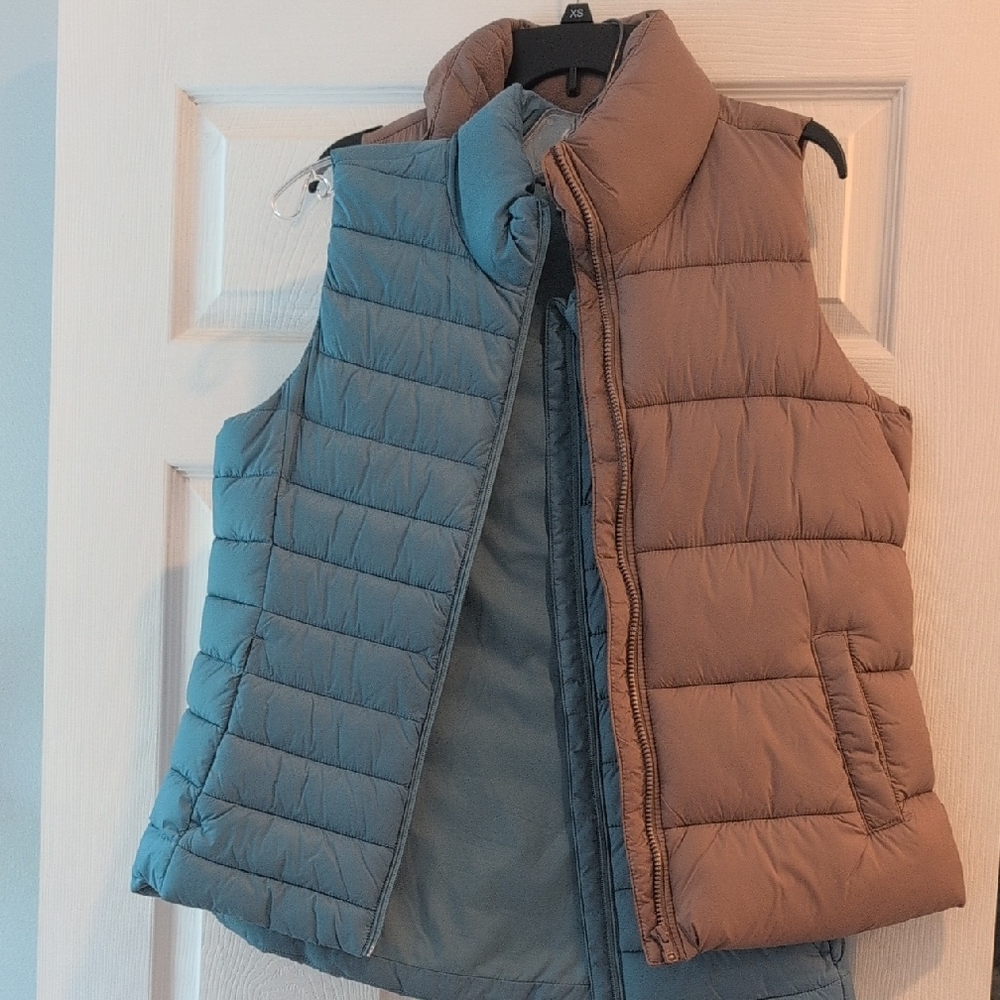 Old Navy Blue and Brown Puffer Vest
